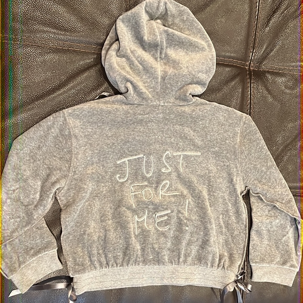 Sonia Rykiel Girls sz 6 Velour Hoodie grey bling